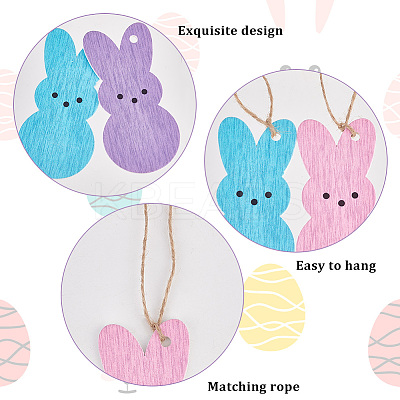 3 Bags 3 Colors Easter Theme Wooden Pendant Decorations HJEW-OC0001-32-1