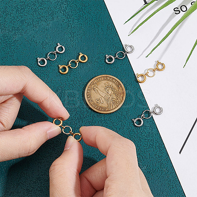 6Pcs 2 Colors 304 Stainless Steel Spring Ring Clasps FIND-AB00013-1