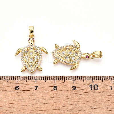 Brass Micro Pave Cubic Zirconia Pendants X-KK-N257-05G-1