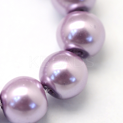 Baking Paint Pearlized Glass Pearl Round Bead Strands X-HY-Q330-8mm-44-1
