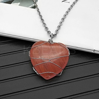 Watermelon Stone Glass Pendant Necklaces CY8832-13-1