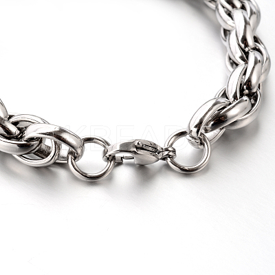 Tarnish Resistant 304 Stainless Steel Rope Chain Bracelets STAS-M175-05P-A-1