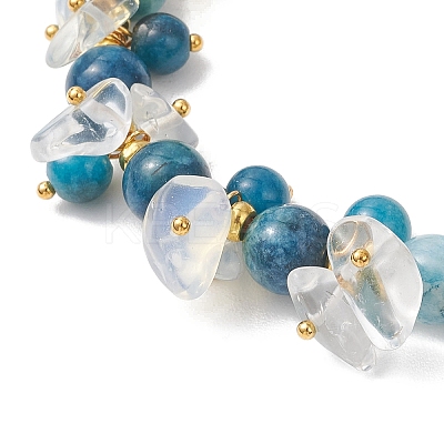 Brass & Natural & Synthetic Mixed Gemstone Chip & Round Beads Bracelets for Women BJEW-JB13151-02-1