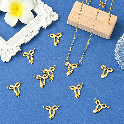10Pcs 304 Stainless Steel Bowknot Connector Charms STAS-SC0010-53-1