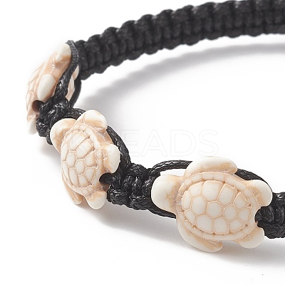Synthetic Turquoise(Dyed) Tortoise Braided Bead Bracelet for Women BJEW-TA00225-02-1