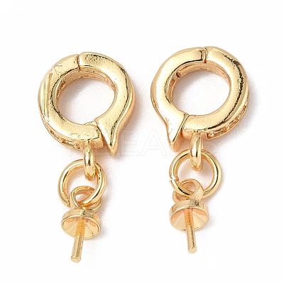 Brass Micro Pave Clear Cubic Zirconia Twister Clasps KK-P223-19G-1
