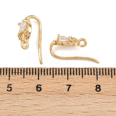Brass Micro Pave Clear Cubic Zirconia Heart Earring Hooks KK-A274-05G-1
