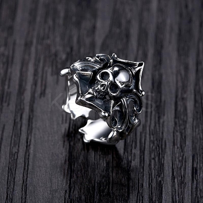 Alloy Pirate Skull Open Ring SKUL-PW0004-15-1