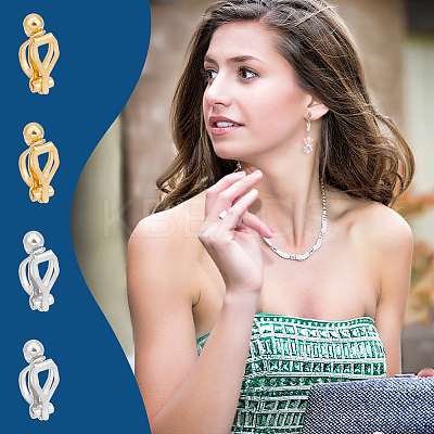 40Pcs 2 Colors Brass Clip-on Earring Findings. with Loop KK-UN0001-76-1
