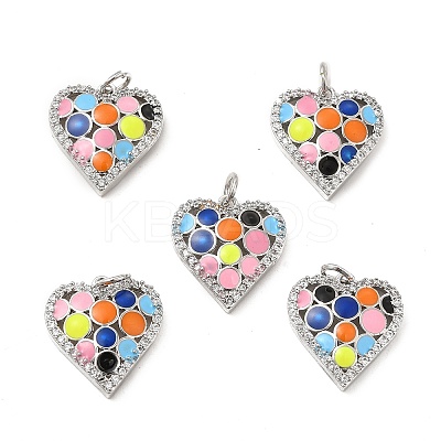 Brass Micro Pave Clear Cubic Zirconia Pendants KK-E068-VB122-1