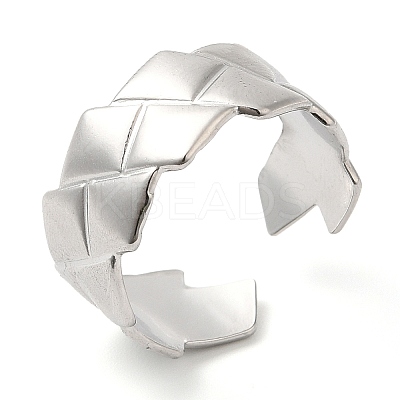 Non-Tarnish 304 Stainless Steel Rhombus Open Cuff Ring for Women RJEW-I098-24P-1