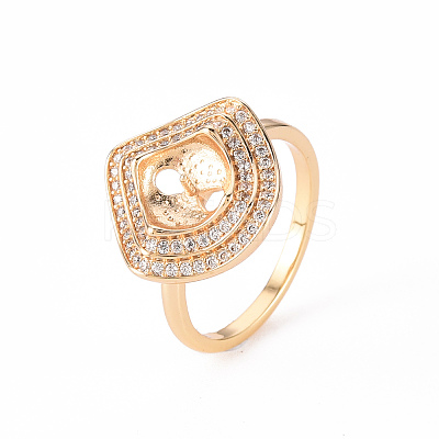 Brass Micro Pave Clear Cubic Zirconia Peg Bails Cuff Finger Ring Settings KK-T062-109G-NF-1