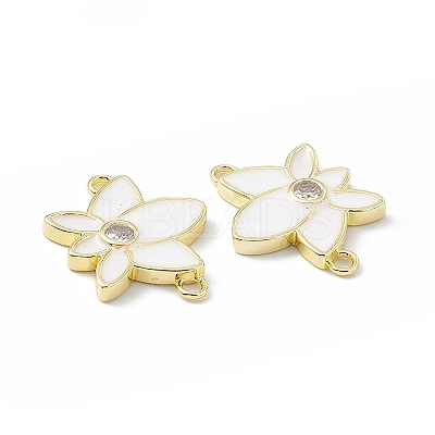 Rack Plating Brass Pave Clear Cubic Zirconia Connector Charms KK-B065-26G-03-1