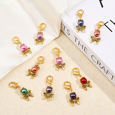 24Pcs 12 Colors Acrylic Imitation Pearl Pendant Decorations HJEW-CA0001-49-1