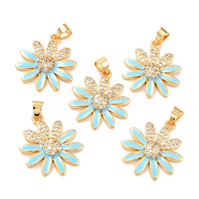 Real 18K Gold Plated Brass Micro Pave Cubic Zirconia Pendants ZIRC-L100-087G-05-1