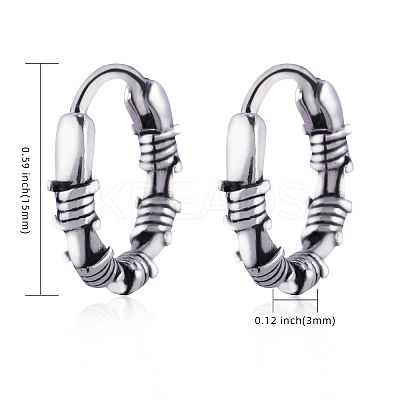 316 Stainless Steel Thorns Hoop Earrings for Men Women EJEW-SZ0001-96-1