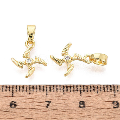 Brass Micro Pave Clear Cubic Zirconia Charms KK-N259-18G-1