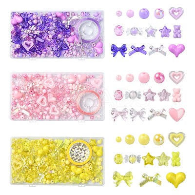 DIY Cute Acrylic Beaded Stretch Jewelry Set Kits DIY-YW0010-04A-1