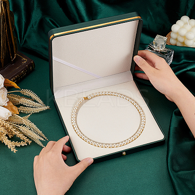Square PU Leather Pearl Necklace Box LBOX-WH0002-06A-1
