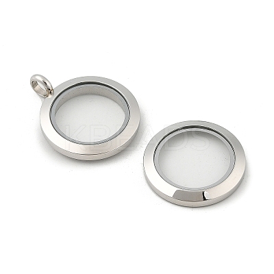 304 Stainless Steel Floating Locket Pendants X-STAS-E443-41P-03-1