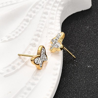 12 Pairs 304 Stainless Steel Rhinestone Stud Earrings EJEW-B135-01G-01-1