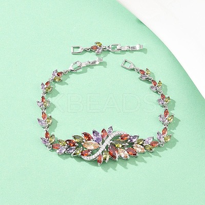 Platinum Tone Brass Micro Pave Cubic Zirconia Tennis Bracelets BJEW-B160-06P-1