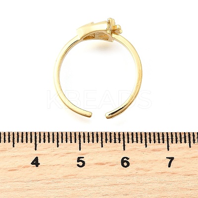 Ocean Theme Brass Micro Pave Cubic Zirconia Cuff Rings for Women RJEW-F184-17D-G-1