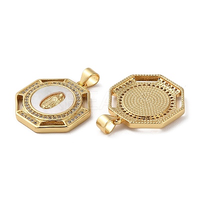 Brass Micro Pave Cubic Zirconia Pendants KK-D057-06G-1