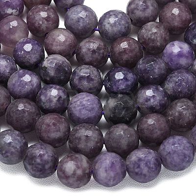 Natural Lepidolite/Purple Mica Beads Strands G-B165-A11-8mm-1