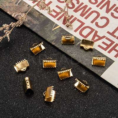 Ion Plating(IP) 304 Stainless Steel Ribbon Crimp Ends X-STAS-F075-02-1