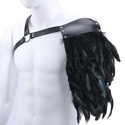 PU Leather & Feather Fencing Sheath AJEW-WH0314-233-1