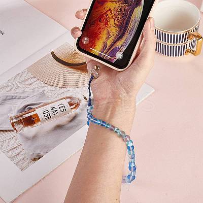 Round Synthetic Moonstone Beaded Mobile Straps HJEW-SW00042-08-1