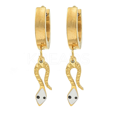 Snake Ion Plating(IP) 304 Stainless Steel Dangle Earrings EJEW-G400-47G-01-1