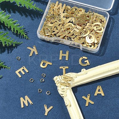 104Pcs 26 Styles Letter A~Z 304 Stainless Steel Alphabet Letter Charms STAS-FS0001-66-1