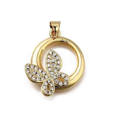 Brass Micro Pave Cubic Zirconia Pendants KK-C090-04A-G-1