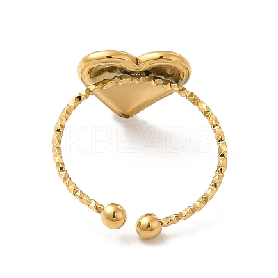 Ion Plating(IP) 304 Stainless Steel Heart Open Cuff Ring for Women RJEW-E066-04G-1