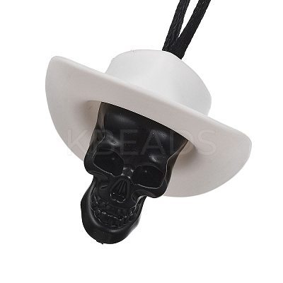 Halloween Skull Plastic Pendant Necklaces NJEW-S006-01C-1