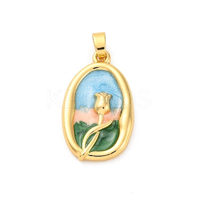 Brass Enamel Pendants KK-S502-02G-B-1