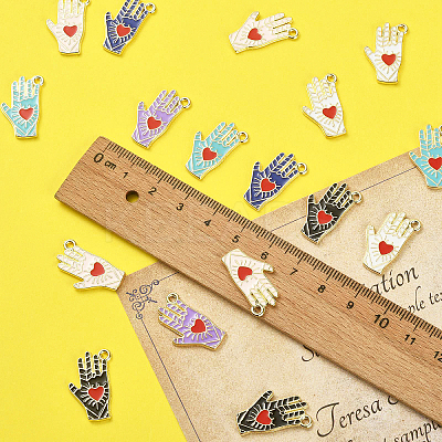 60Pcs 6 Colors Alloy Enamel Pendants ENAM-CJ0003-82-1