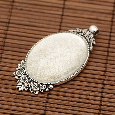 Tibetan Style Alloy Pendant Cabochon Settings DIY-X0228-AS-1