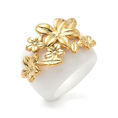304 Stainless Steel with Resin Finger Rings for Women RJEW-G359-03G-1