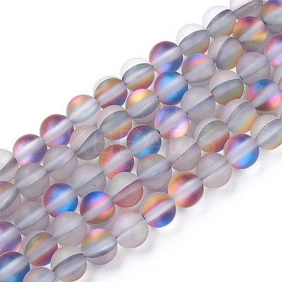 Synthetic Moonstone Beads Strands LS-G-R375-6mm-A14-1