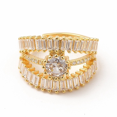 Clear Cubic Zirconia Diamond Adjustable Ring RJEW-F142-01G-1
