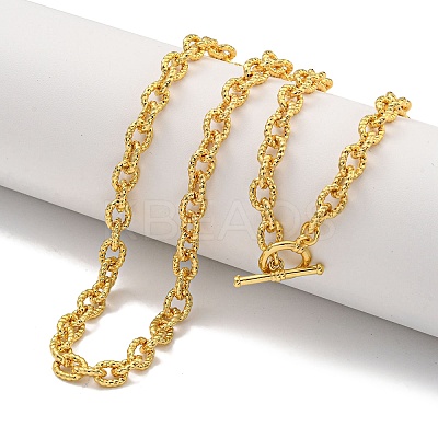 Twist Oval Brass Cable Chain Necklaces for Women NJEW-G084-05G-1