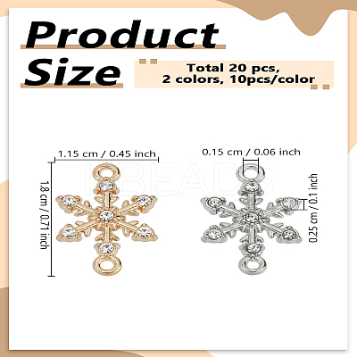 20Pcs 2 Colors Alloy Crystal Rhinestone Connector Charms FIND-LP0007-98-1