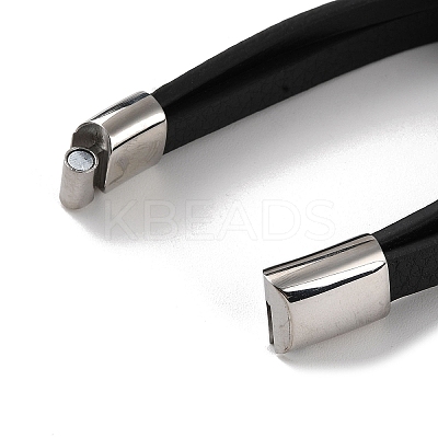 Men's Black PU Leather Cord Multi-Strand Bracelets BJEW-K243-01AS-1