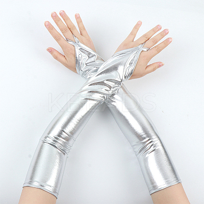 Women's Shiny Polyester Long Fingerless Gloves AJEW-CL0003-03A-1