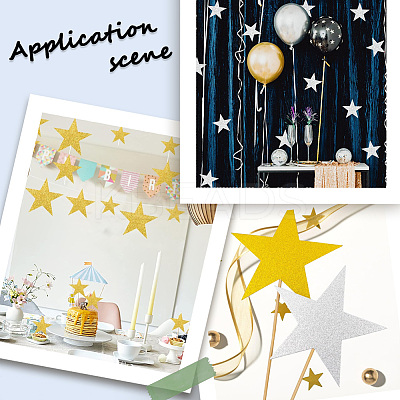 80Pcs 2 Colors Paper Glitter Star Wall Decoration AJEW-SP0001-12-1