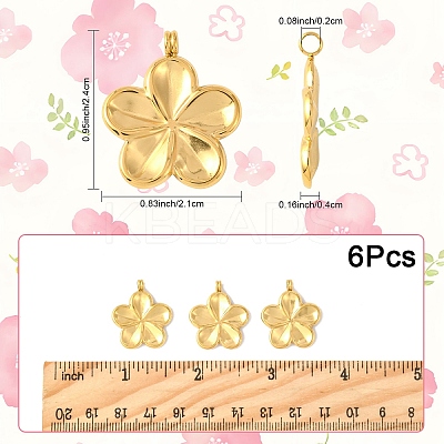 6Pcs 304 Stainless Steel Pendants STAS-YW0003-27-1