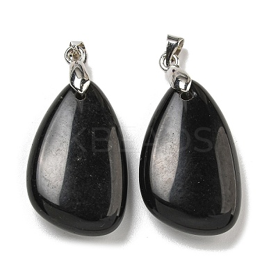 Natural Obsidian Pendants G-G147-02P-04-1
